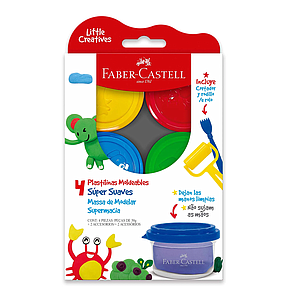 PLASTILINAS MOLDEABLES FABER SÚPER SUAVES ESTUCHE X4 ( DESC. )