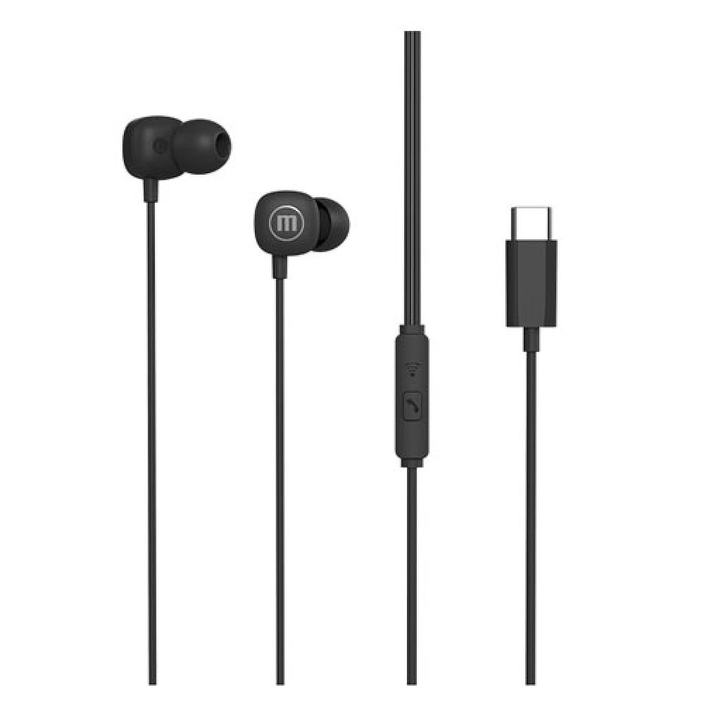 AUDIFONO MAXELL TIPO C - MANOS LIBRES NEGRO C-MIC
