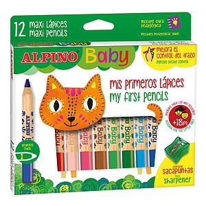 LAPICES DE COLOR ALPINO BABY 12 COLORES + SACAPUNTAS (+18M)