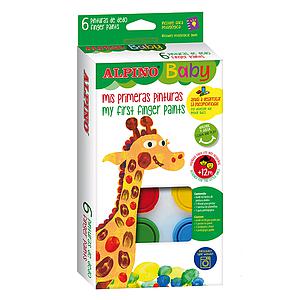 PINTURA  ALPINO PARA DEDOS 6 COLORES + PLANTILLAS Y GUIAS (+12M)