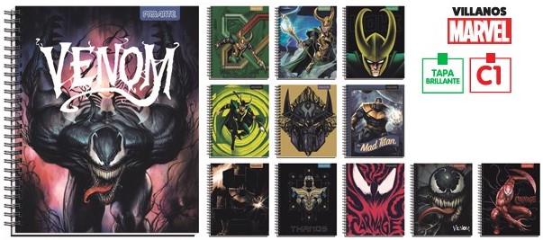 CUADERNO PROARTE UNIV. 7mm 100 Hjs TED/ ED MARVEL VILLANOS 