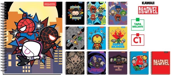 CUADERNO PROARTE UNIV. 7mm 100 Hjs TED/ ED MARVEL KAWAI 