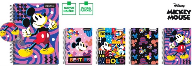 CUADERNO PROARTE CARTA 7mm 150 Hjs FLOCKED MICKEY