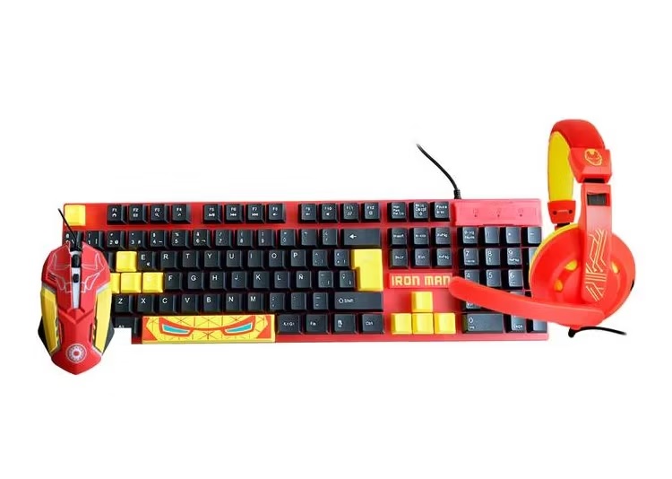 KIT TECLADO/MOUSE/ AUDIFONOS GAMER MARVEL IRON MAN