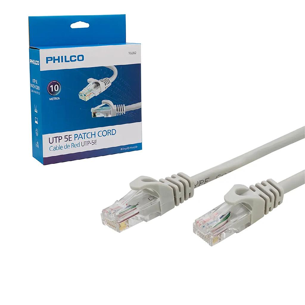 CABLE PATCH CORD PHILCO CAT 5E UTP GRIS 10 MTS