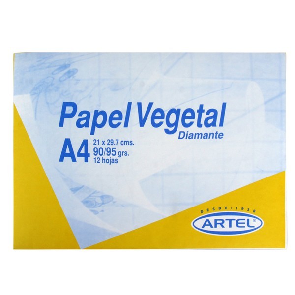 SOBRE ARTEL PAPEL VEGETAL A4 12HOJAS 60GR