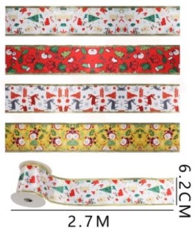 CINTA DECORACION NAVIDEÑA 6.2 CMS. X 2.7 MTS. 1 UN.