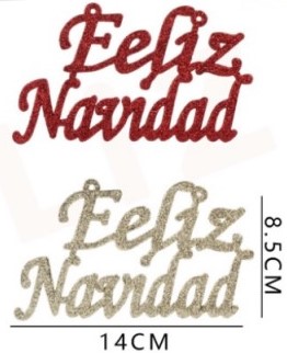 ADORNO NAVIDEÑO FELIZ NAVIDAD 8.5 X 14 CMS. 1 UN.