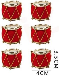 ADORNO NAVIDEÑO TAMBORES 4 X 3.5 CMS. 6 UNIDADES