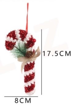 ADORNO NAVIDEÑO BASTON 17.5 X 8 CMS. 1 UN.
