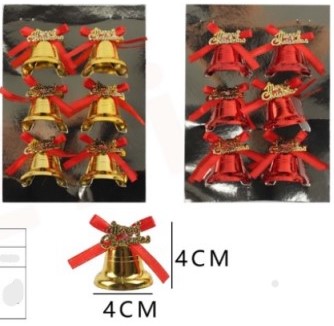 ADORNO NAVIDEÑO CAMPANAS 4 X 4 CMS. 6 UNIDADES