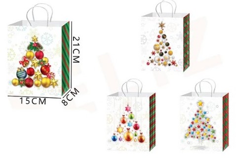 BOLSA DE REGALO NAVIDAD ARBOL 21 X 15 X 8 CMS.