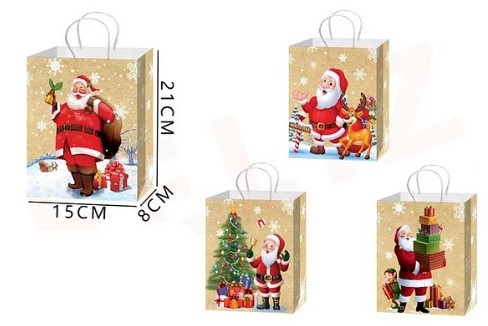 BOLSA DE REGALO NAVIDAD PASCUERO 21 X 15 X 8 CMS.