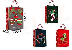 BOLSA DE REGALO NAVIDAD ADORNOS NAVIDEÑOS 21 X 15 X 8 CMS.