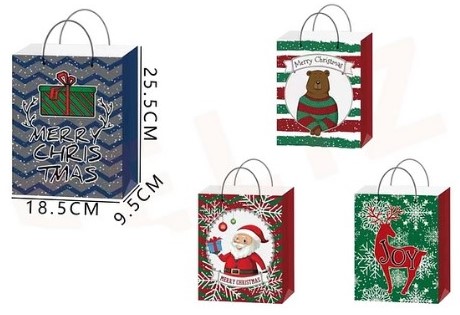 BOLSA DE REGALO NAVIDAD MERRY CHRISTMAS 25.5 X 18.5 X 9.5 CMS.