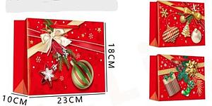 BOLSA DE REGALO NAVIDAD ADORNOS NAVIDEÑOS 23 X 18 X 10 CMS.