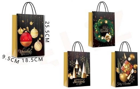BOLSA DE REGALO NAVIDAD ADORNOS NAVIDEÑOS 33 X 25.5 X 12.5 CMS.