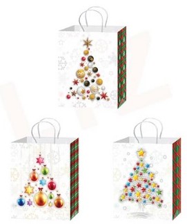 BOLSA DE REGALO NAVIDAD ARBOL 33 X 25.5 X 12.5 CMS.