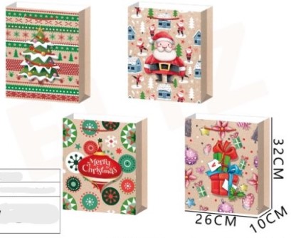 BOLSA DE REGALO NAVIDAD MERRY CHRISTMAS 32 X 26 X 10 CMS.