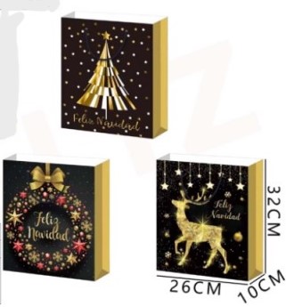 BOLSA DE REGALO NAVIDAD FELIZ NAVIDAD 32 X 26 X 10 CMS.