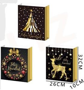 BOLSA DE REGALO NAVIDAD FELIZ NAVIDAD 32 X 26 X 10 CMS.