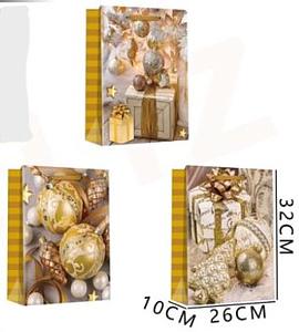 BOLSA DE REGALO NAVIDAD ADORNOS NAVIDEÑOS 32 X 26 X 10 CMS.
