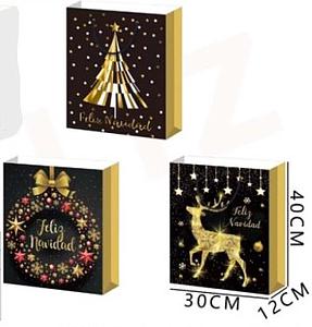 BOLSA DE REGALO NAVIDAD FELIZ NAVIDAD 40 X 30 X 12 CMS.