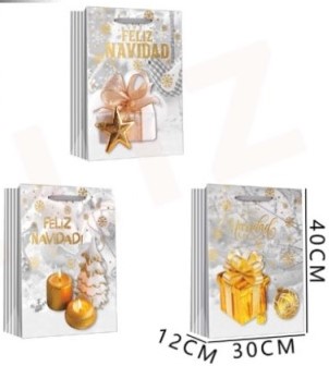 BOLSA DE REGALO NAVIDAD FELIZ NAVIDAD 40 X 30 X 12 CMS.
