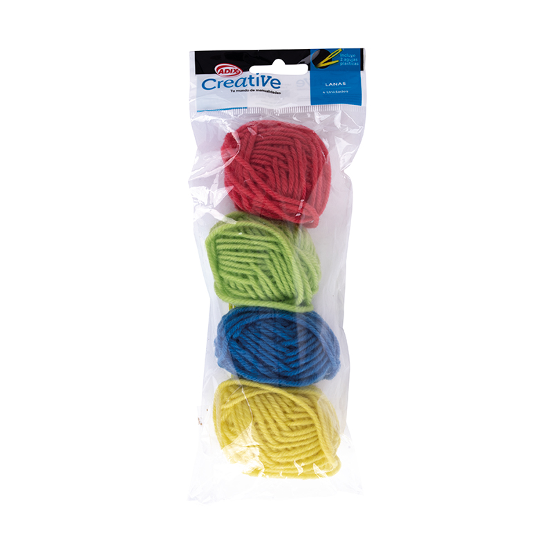 SET OVILLOS DE LANA ADIX X 4 COLORES  + 2 AGUJAS