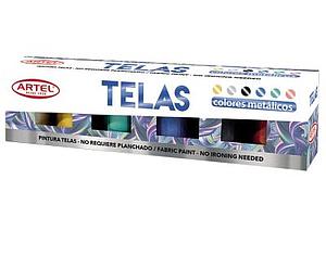 PINTURAS P/TELA ARTEL 6 COLORES METÁLICOS