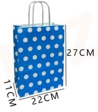 BOLSA DE REGALO PUNTOS AZUL 27 X 22 X 11 CMS.