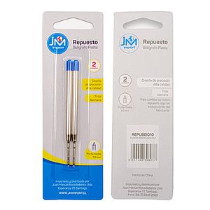 REPUESTO BOLIGRAFO JM IMPORT PARKER PASTA MEDIO AZUL 2UN.