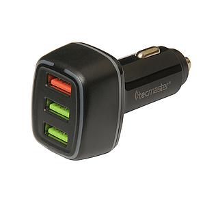 CARGADOR DE AUTO 3 PUERTO USB-A TECMASTER QC 3.0 30W TM-200549
