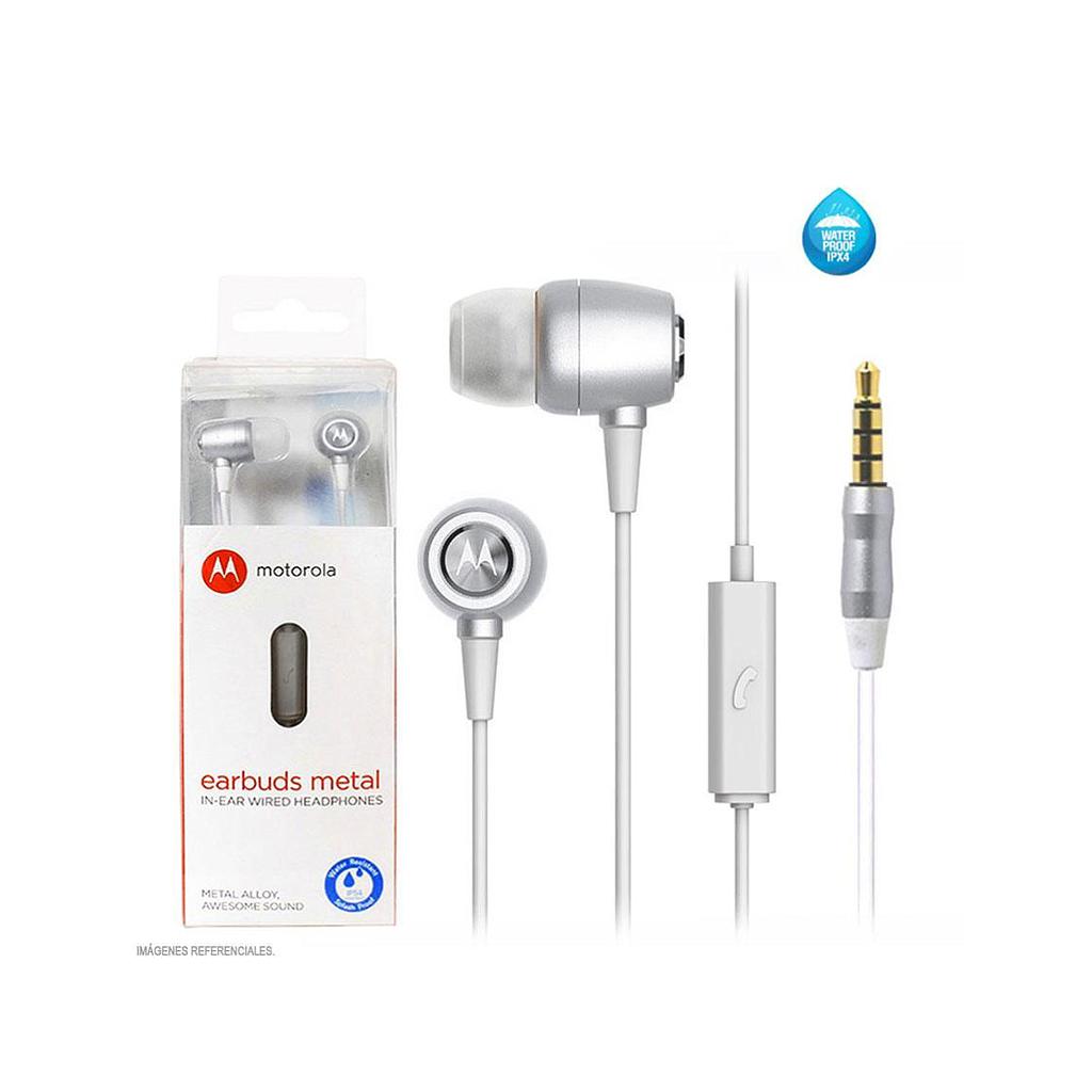 AUDIFONOS MOTOROLA EARBUDS SH009 C/MICROFONO METAL PLATA