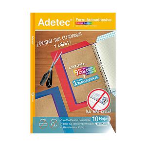 FORRO AUTOADHESIVO ADETEC MIX 10 COLORES PARA CUADERNOS Y LIBROS 