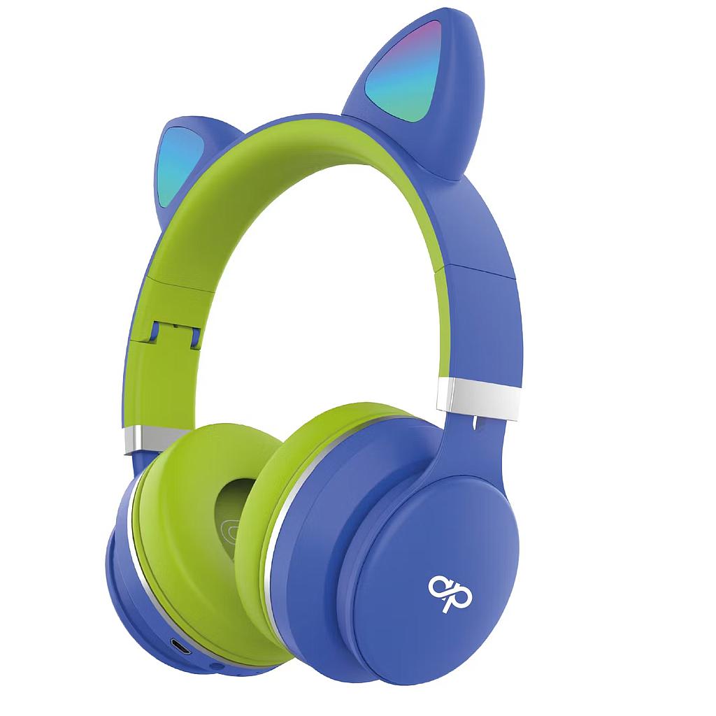 AUDIFONOS AUDIO PRO CAT EAR BT/FM/AUX/MSD AZUL