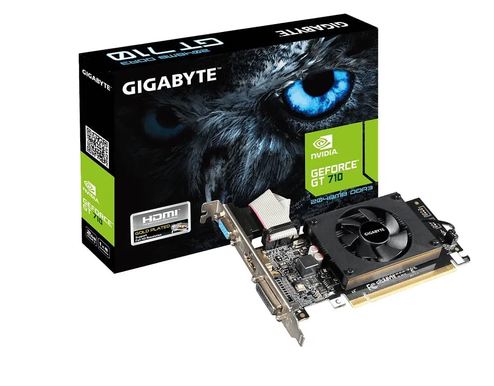 TARJETA DE VIDEO GIGABYTE  GT 710 2GB DDR3 PCI-E 2.0 D-SUB/DUAL-LINK DVI-D/HDMI