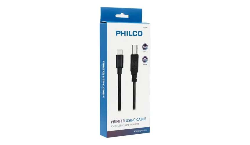 CABLE PHILCO USB-C A IMPRESORA 1.8 MTS 29USB42196