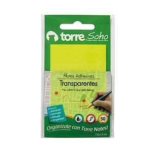 NOTAS ADHESIVAS TORRE TRANSPARENTE AMARILLO 7,6 X 5CM 50 HJS