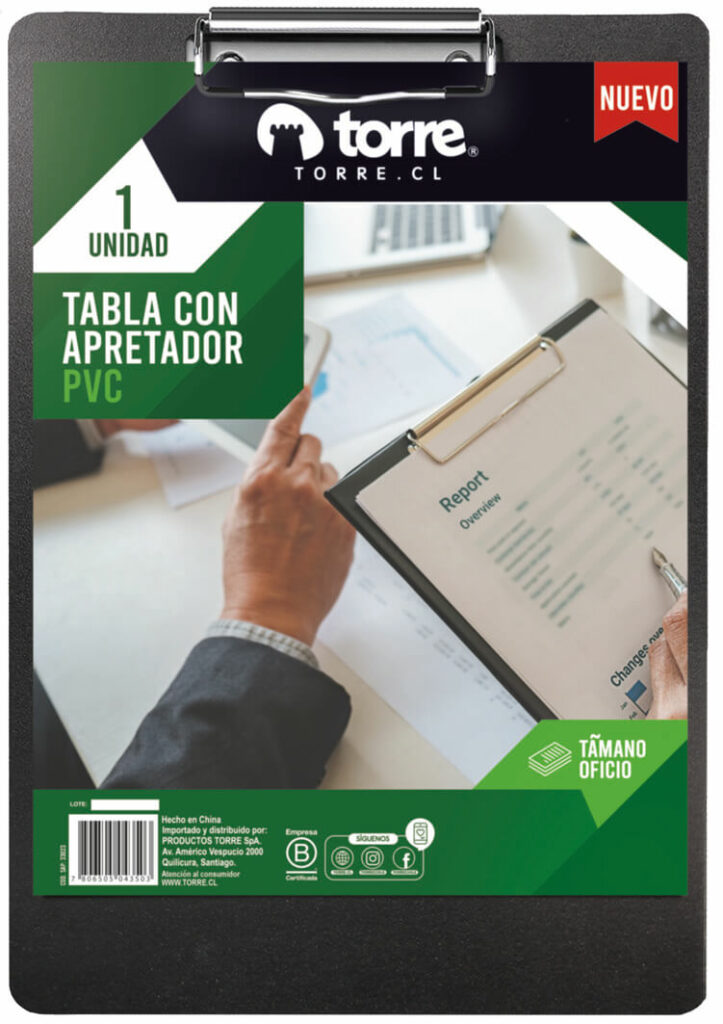TABLA CON APRETADOR TORRE SIMPLE OFICIO PVC 