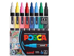SET MARCADOR POSCA PC-3M 0.9 - 1.3MM 8 COLORES 