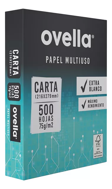 RESMA PAPEL FOTOCOPIA OVELLA CARTA 75 g/m2 500HOJAS (CM) 
