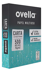 RESMA PAPEL FOTOCOPIA OVELLA CARTA 75 g/m2 500HOJAS (CM) 
