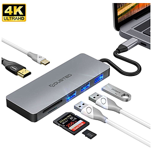 HUB USB TIPO-C DUSTED 7 EN 1 HDMI 4K MICRO SD USB-A USB-C