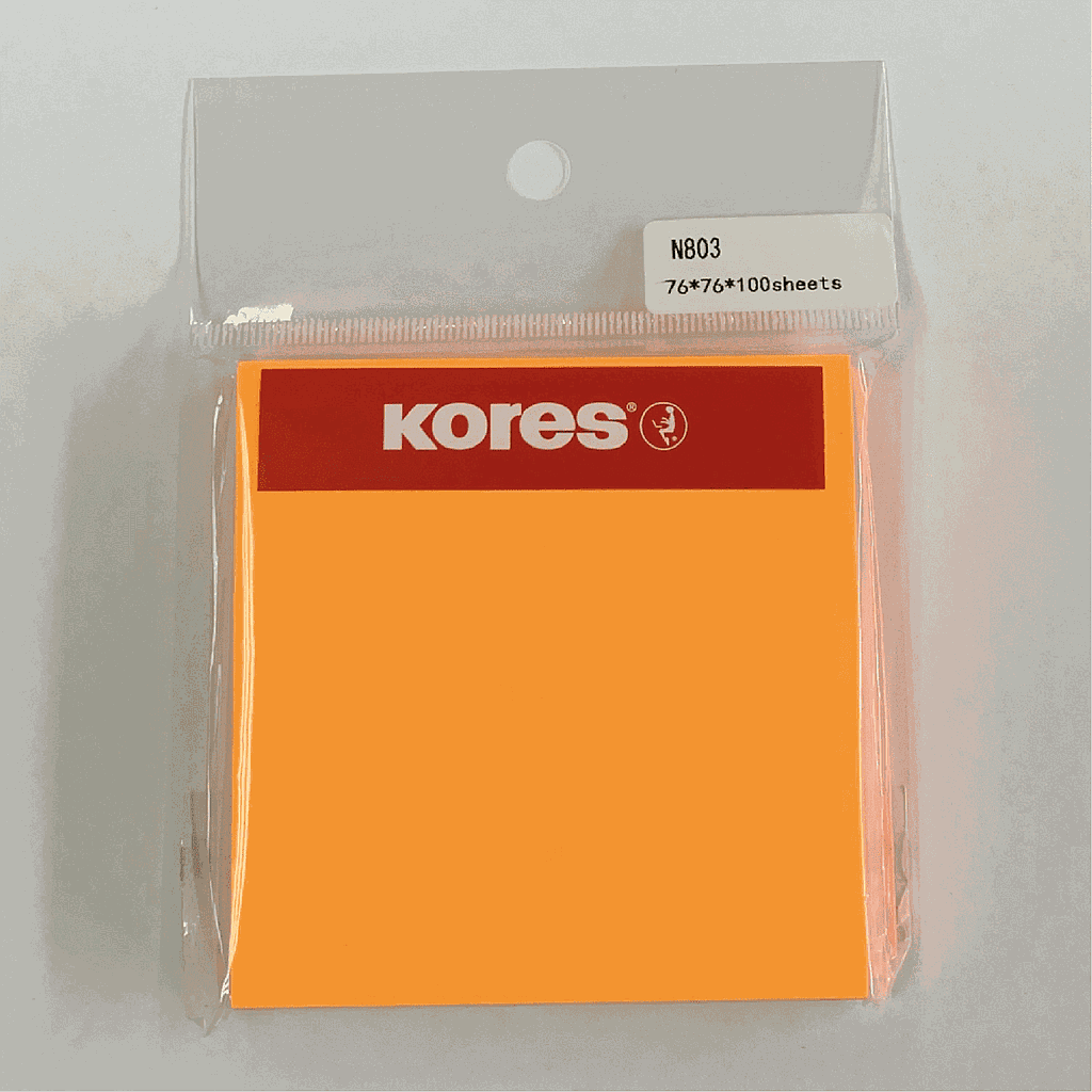 TACO NOTES KORES ADHESIVO NARANJO 76 X 76 MM 100 HJS.