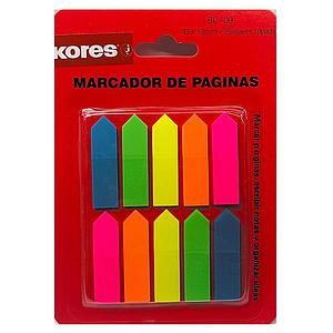 BANDERITA KORES 5 COLORES BC-09  25 HJS. 10 PAD.  43 X 13 mm