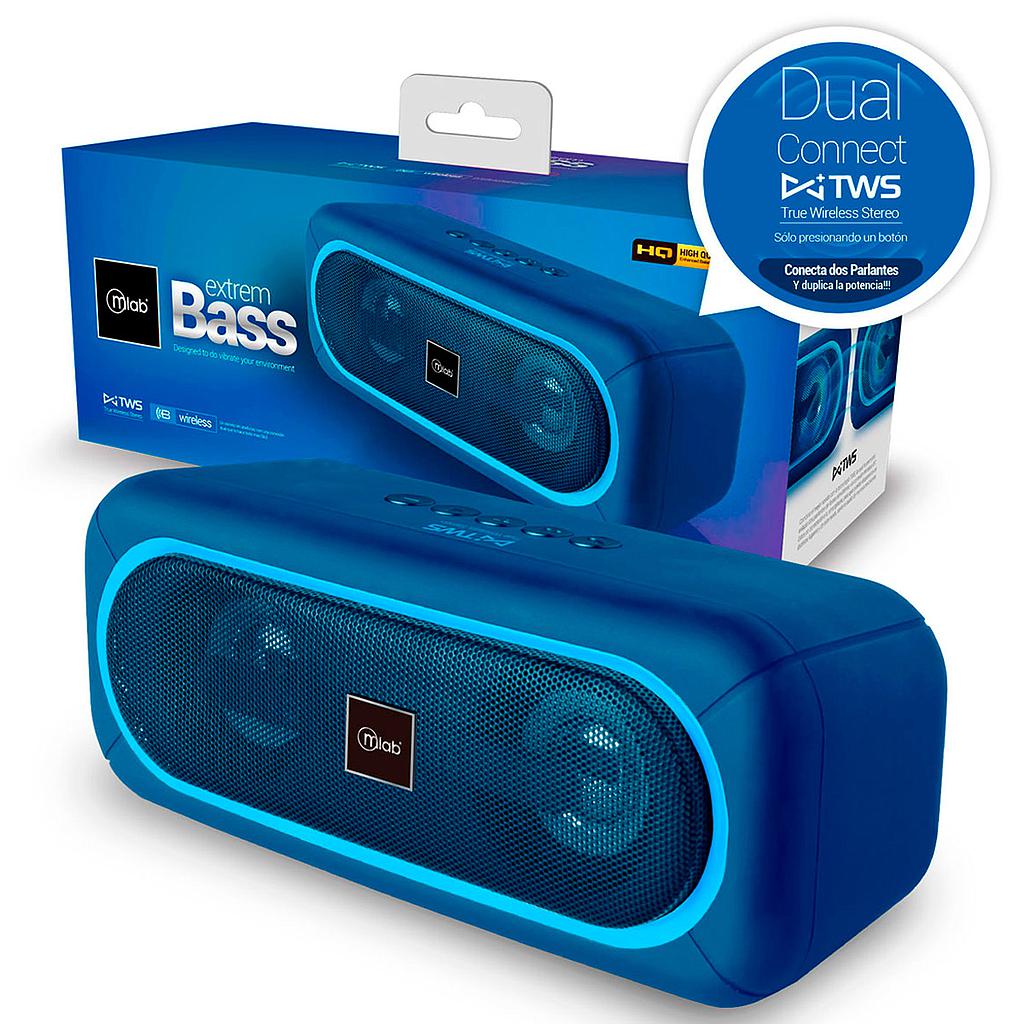 PARLANTE XTREME BASS MLAB TWS BT/SD/USB/AUX 20W AZUL