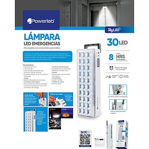 LAMPARA DE EMERGENCIA POWERLAB 30LED RECARGABLE
