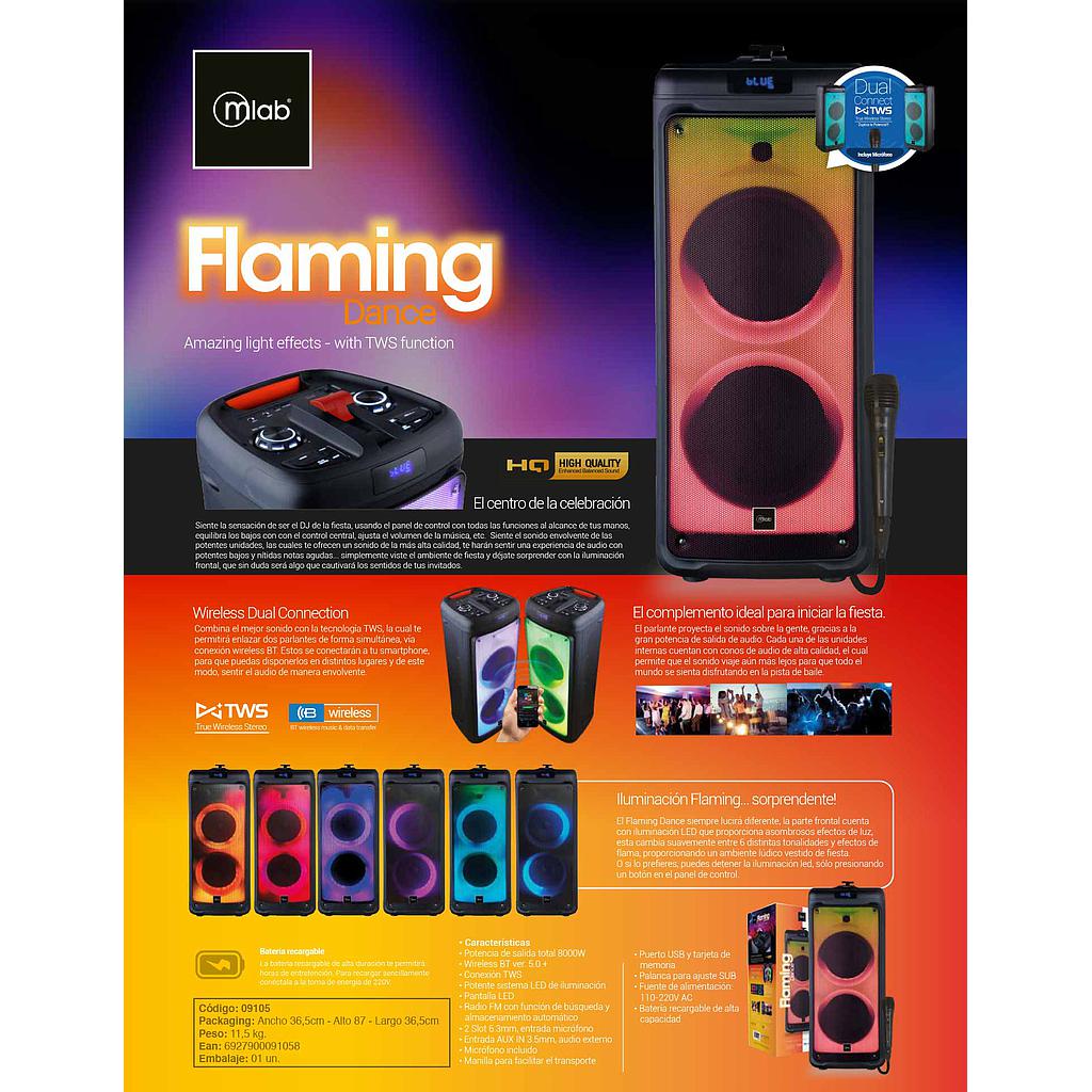 PARLANTE MLAB KARAOKE FLAMING DANCE 8000W TWS 9105