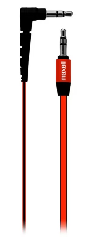 CABLE AUXILIAR 3.5MM MAXELL 1.2 MT AUD-500FLT ROJO